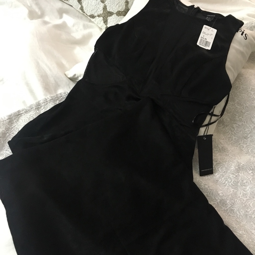Long black dress, Small, Sheer sides, Sleeveless